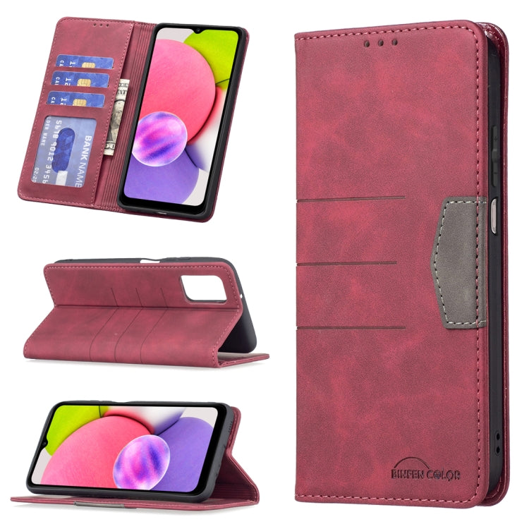For Samsung Galaxy A03s 164 Version Magnetic Splicing Leather Phone Case