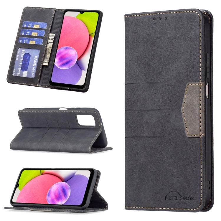 For Samsung Galaxy A03s 164 Version Magnetic Splicing Leather Phone Case