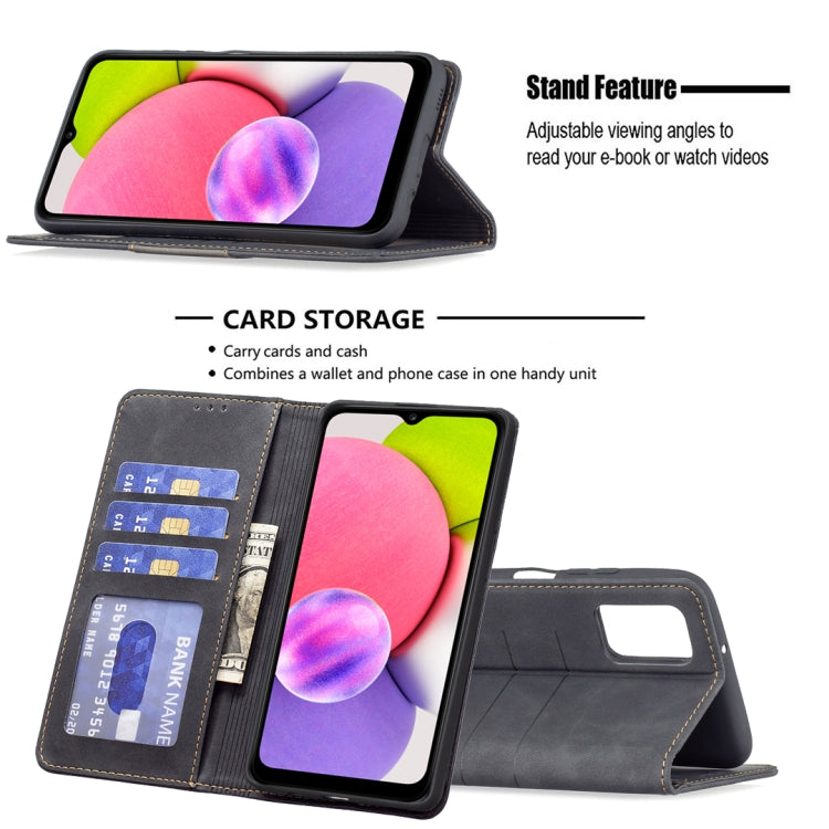 For Samsung Galaxy A03s 164 Version Magnetic Splicing Leather Phone Case