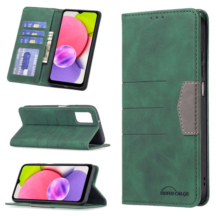 For Samsung Galaxy A03s 166 Version Magnetic Splicing Leather Phone Case