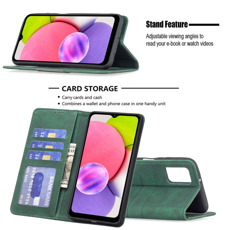 For Samsung Galaxy A03s 166 Version Magnetic Splicing Leather Phone Case