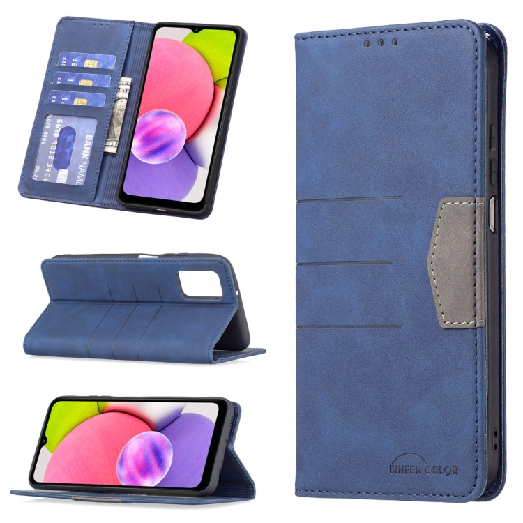 For Samsung Galaxy A03s 166 Version Magnetic Splicing Leather Phone Case