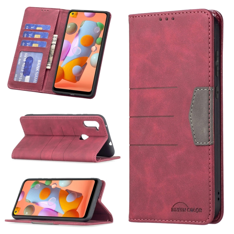 For Samsung Galaxy A11 Magnetic Splicing Leather Phone Case