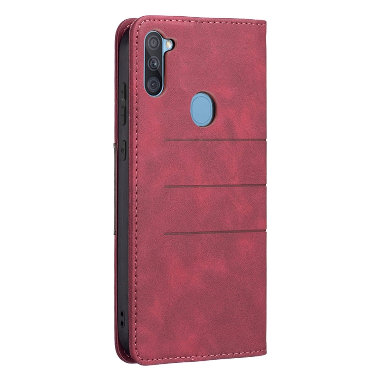 For Samsung Galaxy A11 Magnetic Splicing Leather Phone Case