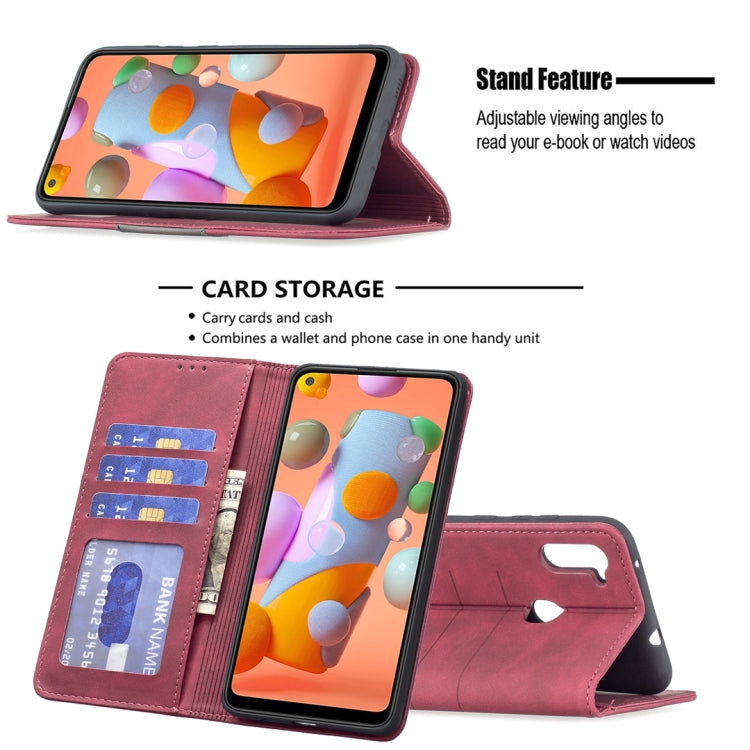 For Samsung Galaxy A11 Magnetic Splicing Leather Phone Case