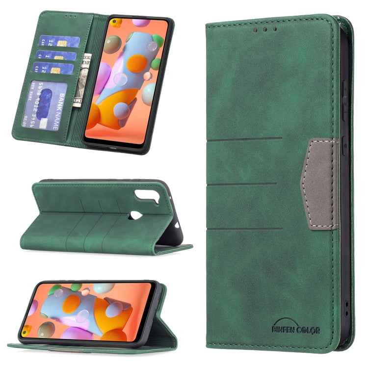 For Samsung Galaxy A11 Magnetic Splicing Leather Phone Case
