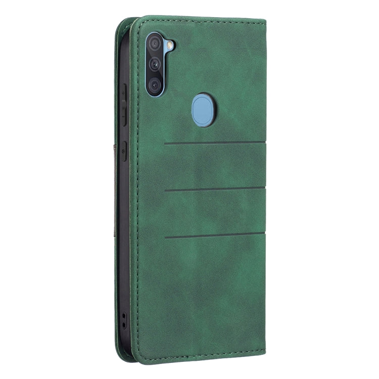 For Samsung Galaxy A11 Magnetic Splicing Leather Phone Case