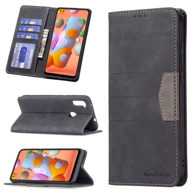 For Samsung Galaxy A11 Magnetic Splicing Leather Phone Case