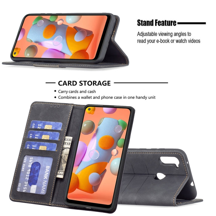 For Samsung Galaxy A11 Magnetic Splicing Leather Phone Case