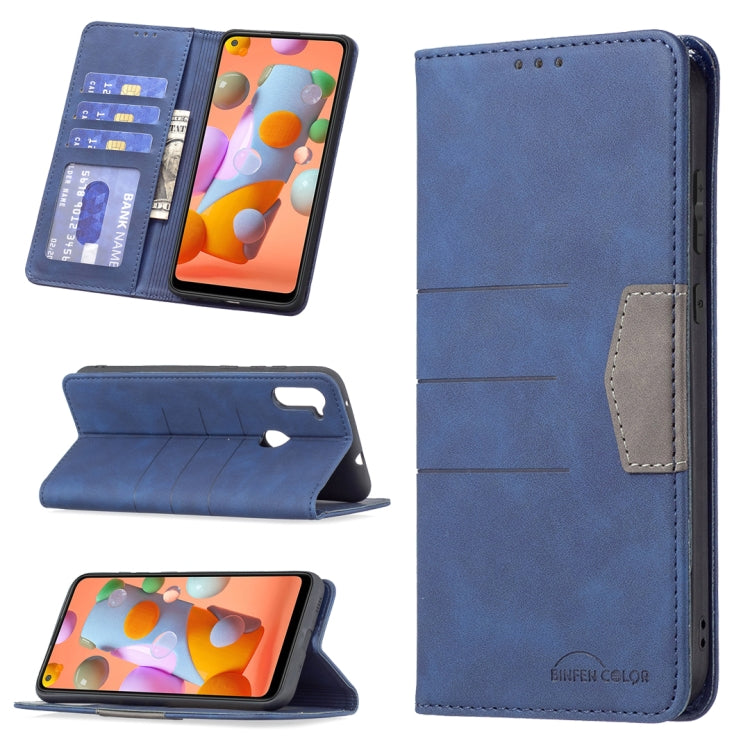 For Samsung Galaxy A11 Magnetic Splicing Leather Phone Case