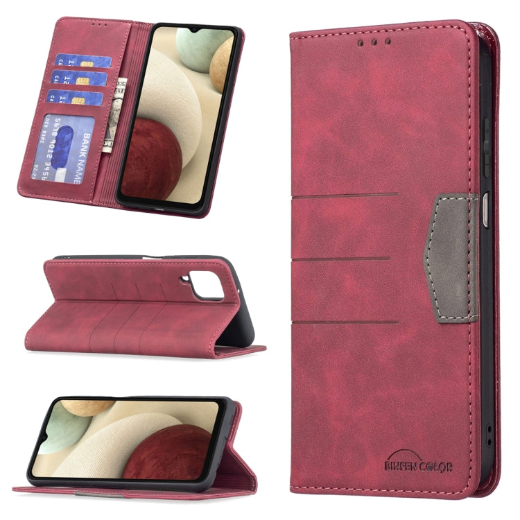 For Samsung Galaxy A12 Magnetic Splicing Leather Phone Case
