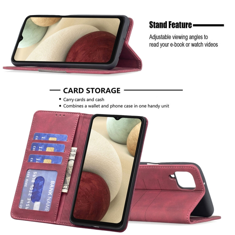 For Samsung Galaxy A12 Magnetic Splicing Leather Phone Case