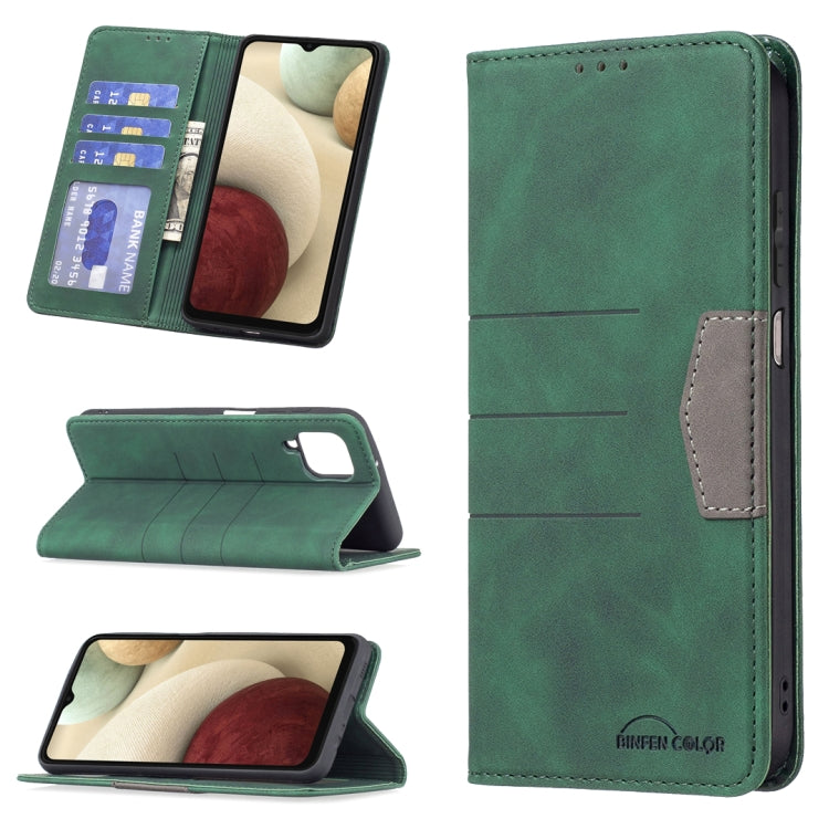 For Samsung Galaxy A12 Magnetic Splicing Leather Phone Case