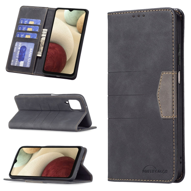 For Samsung Galaxy A12 Magnetic Splicing Leather Phone Case