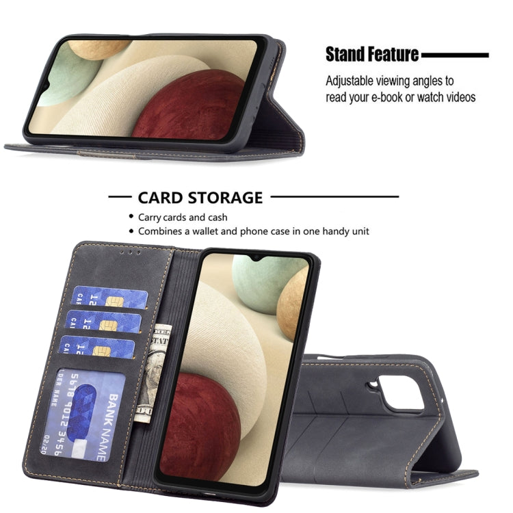 For Samsung Galaxy A12 Magnetic Splicing Leather Phone Case