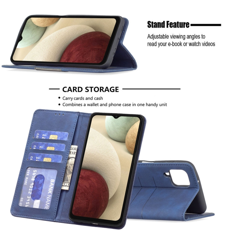 For Samsung Galaxy A12 Magnetic Splicing Leather Phone Case