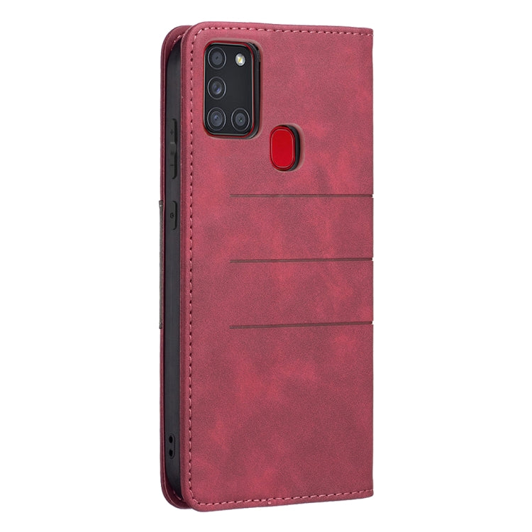 For Samsung Galaxy A21s Magnetic Splicing Leather Phone Case