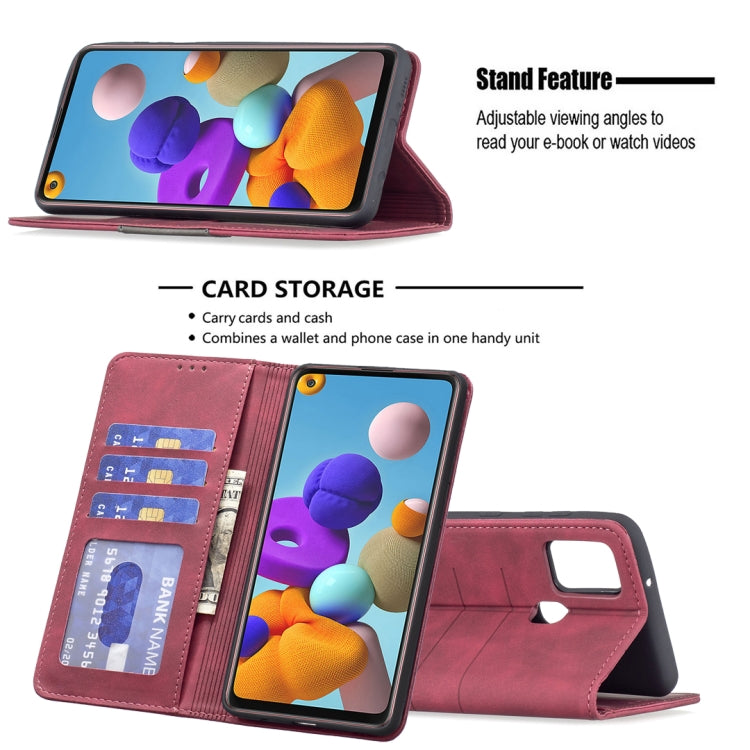 For Samsung Galaxy A21s Magnetic Splicing Leather Phone Case
