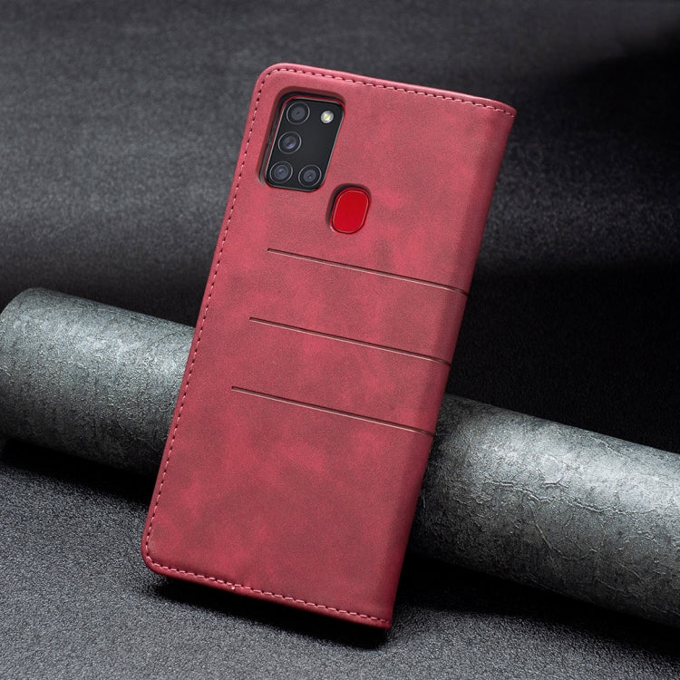 For Samsung Galaxy A21s Magnetic Splicing Leather Phone Case