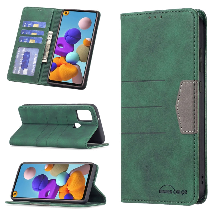 For Samsung Galaxy A21s Magnetic Splicing Leather Phone Case