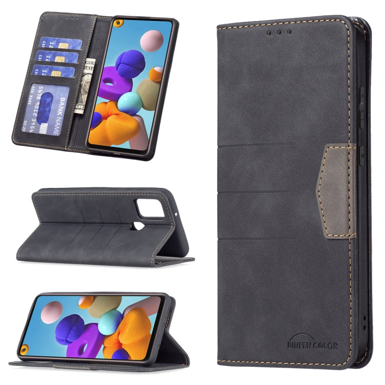 For Samsung Galaxy A21s Magnetic Splicing Leather Phone Case
