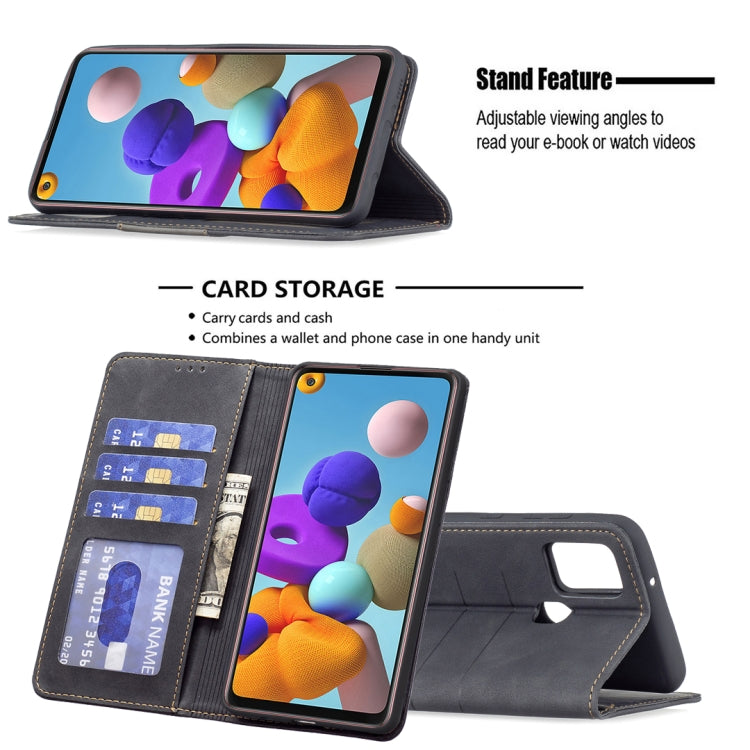 For Samsung Galaxy A21s Magnetic Splicing Leather Phone Case