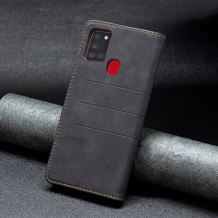For Samsung Galaxy A21s Magnetic Splicing Leather Phone Case