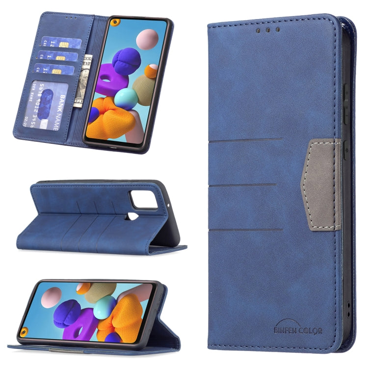 For Samsung Galaxy A21s Magnetic Splicing Leather Phone Case