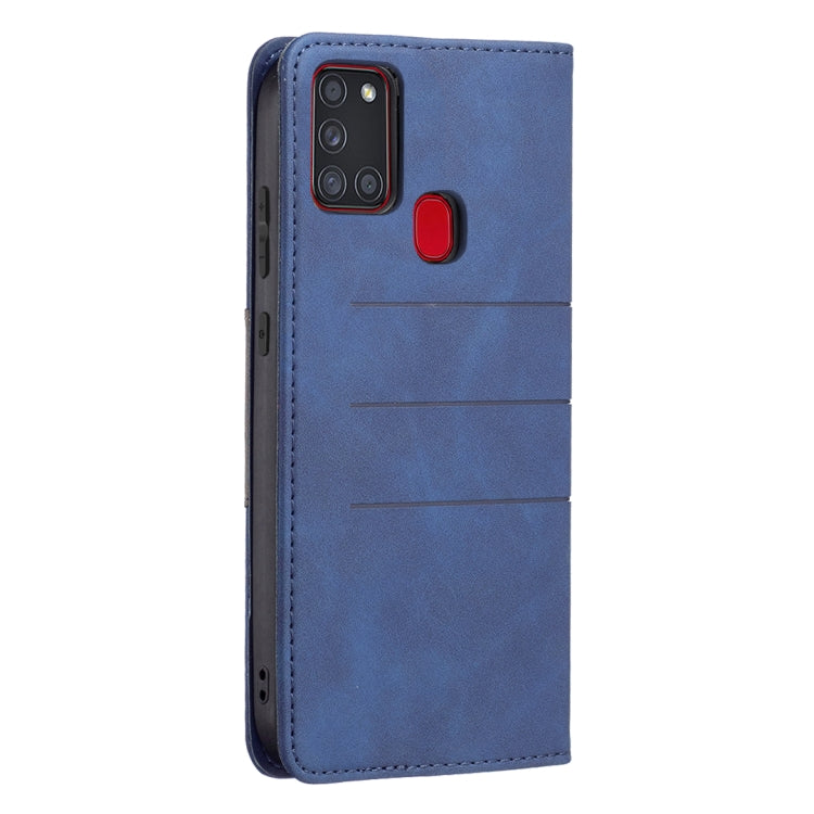 For Samsung Galaxy A21s Magnetic Splicing Leather Phone Case