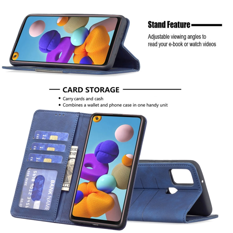 For Samsung Galaxy A21s Magnetic Splicing Leather Phone Case