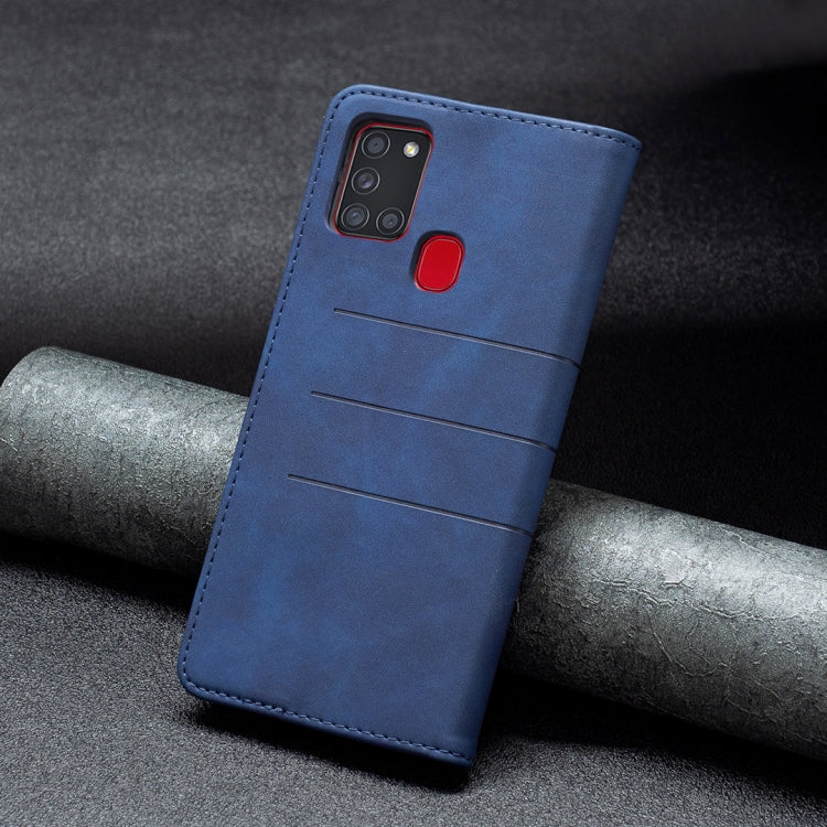 For Samsung Galaxy A21s Magnetic Splicing Leather Phone Case