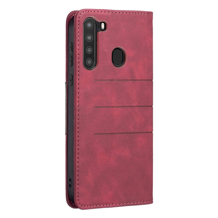 For Samsung Galaxy A21 Magnetic Splicing Leather Phone Case