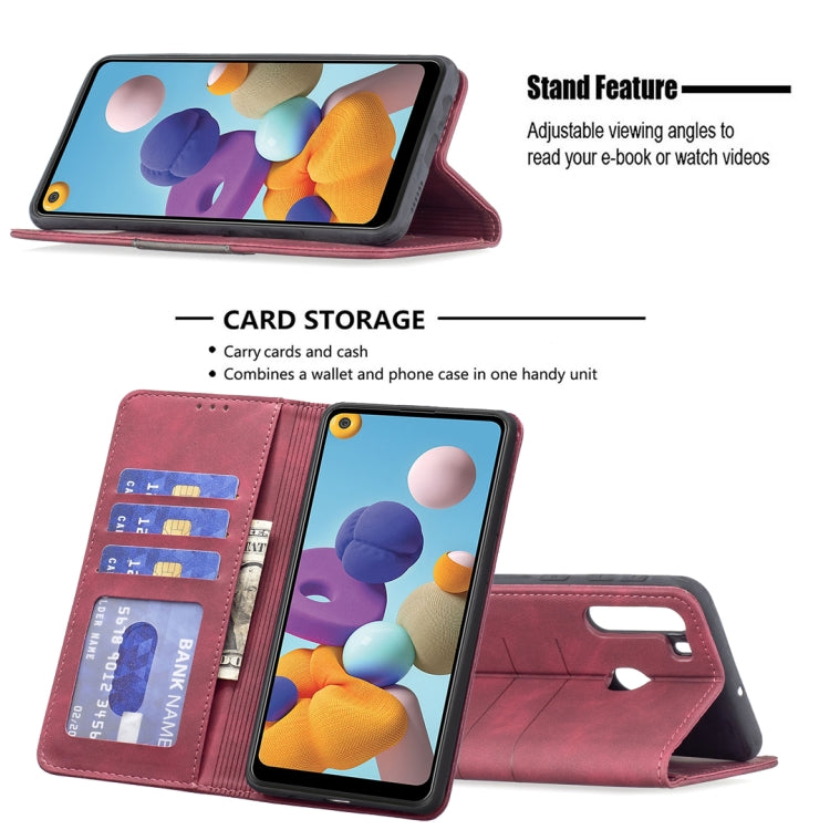 For Samsung Galaxy A21 Magnetic Splicing Leather Phone Case