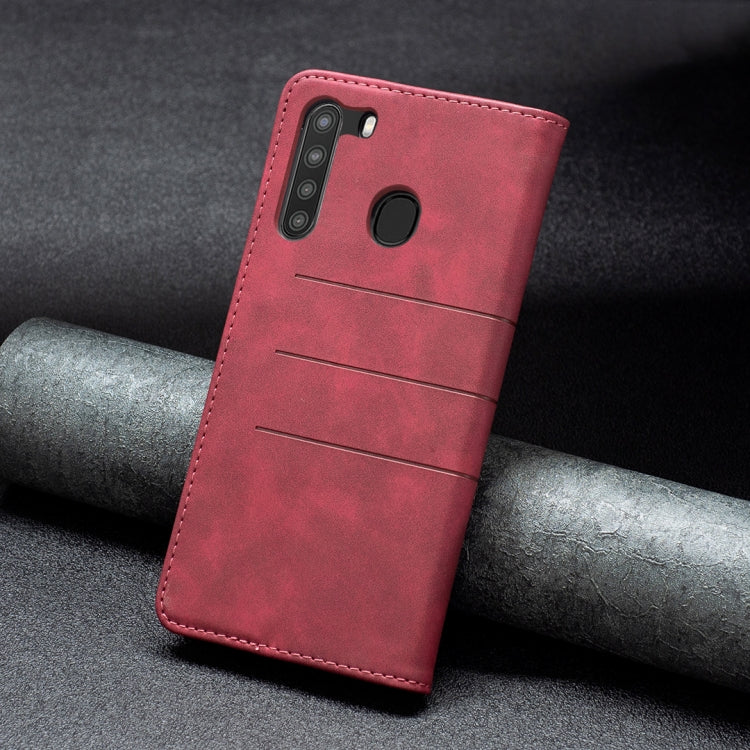For Samsung Galaxy A21 Magnetic Splicing Leather Phone Case