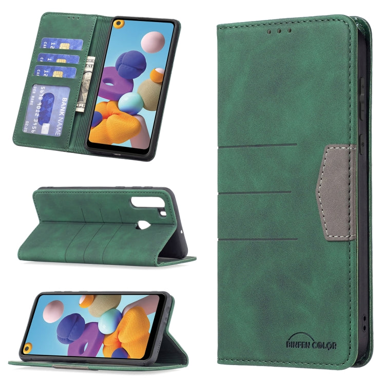For Samsung Galaxy A21 Magnetic Splicing Leather Phone Case