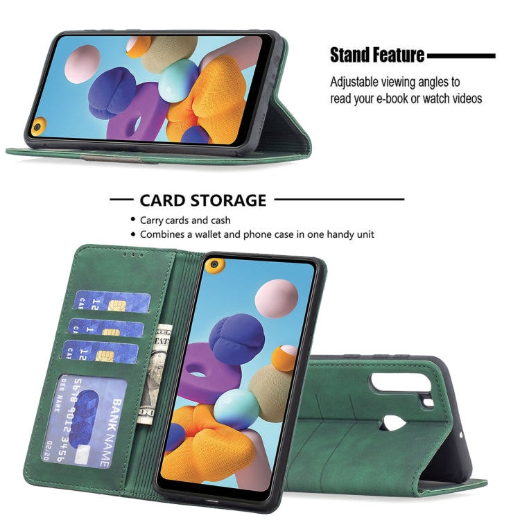 For Samsung Galaxy A21 Magnetic Splicing Leather Phone Case