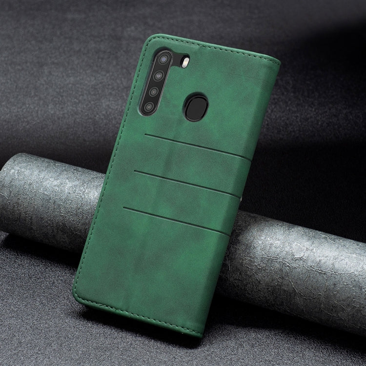 For Samsung Galaxy A21 Magnetic Splicing Leather Phone Case