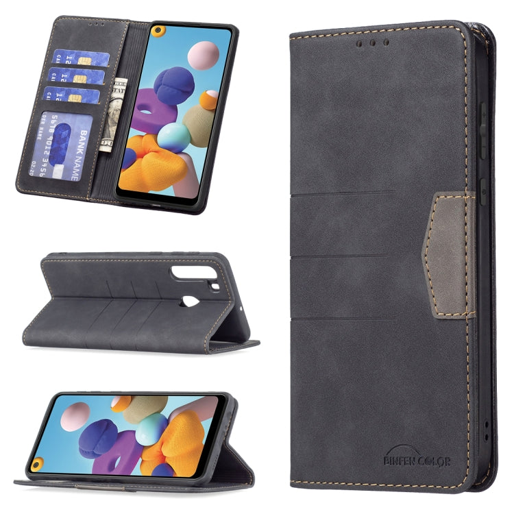 For Samsung Galaxy A21 Magnetic Splicing Leather Phone Case