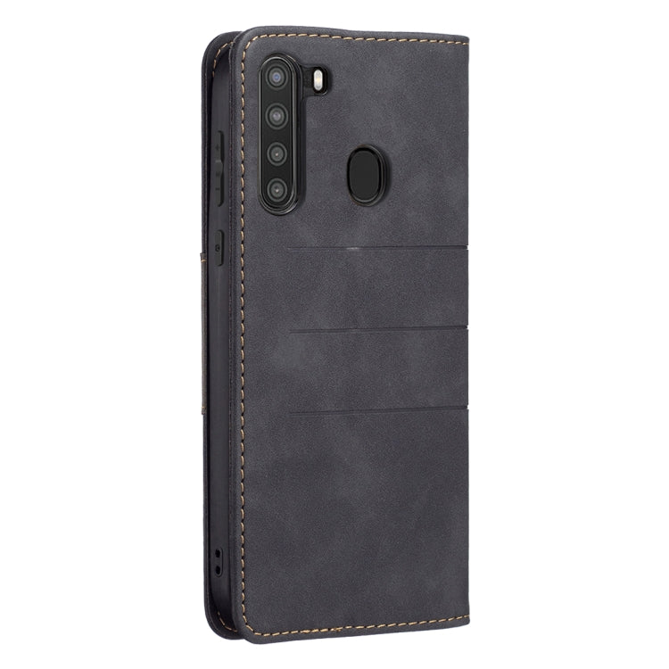 For Samsung Galaxy A21 Magnetic Splicing Leather Phone Case