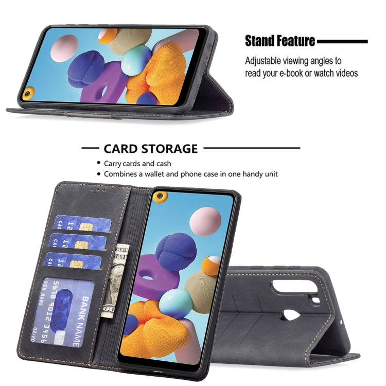 For Samsung Galaxy A21 Magnetic Splicing Leather Phone Case