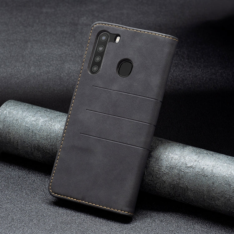 For Samsung Galaxy A21 Magnetic Splicing Leather Phone Case