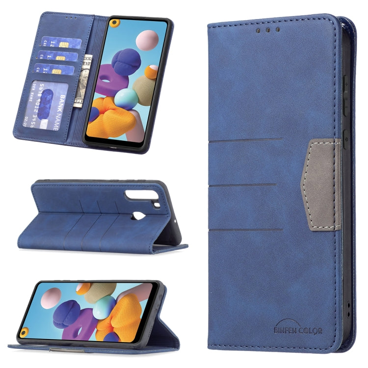 For Samsung Galaxy A21 Magnetic Splicing Leather Phone Case