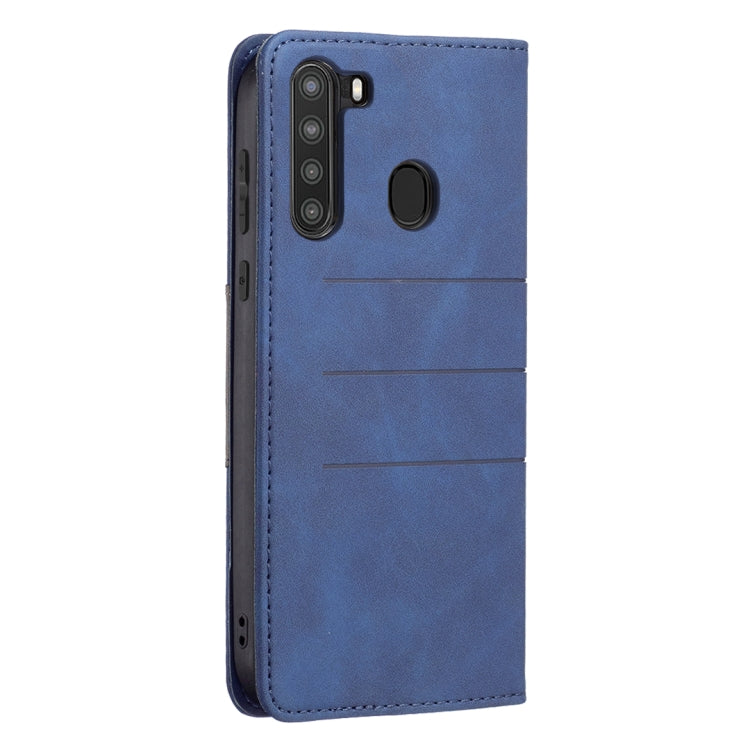 For Samsung Galaxy A21 Magnetic Splicing Leather Phone Case