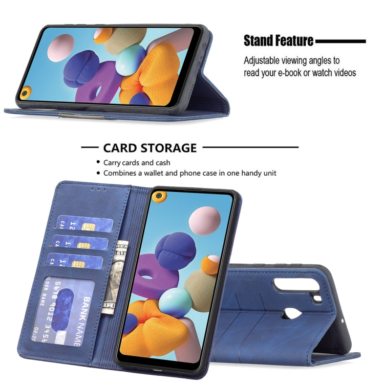 For Samsung Galaxy A21 Magnetic Splicing Leather Phone Case