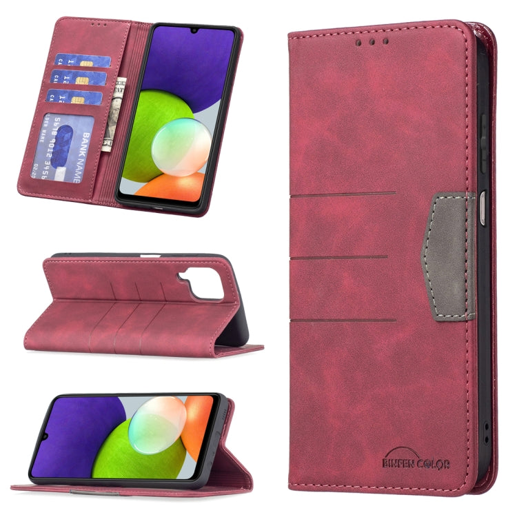 For Samsung Galaxy A22 4G Magnetic Splicing Leather Phone Case