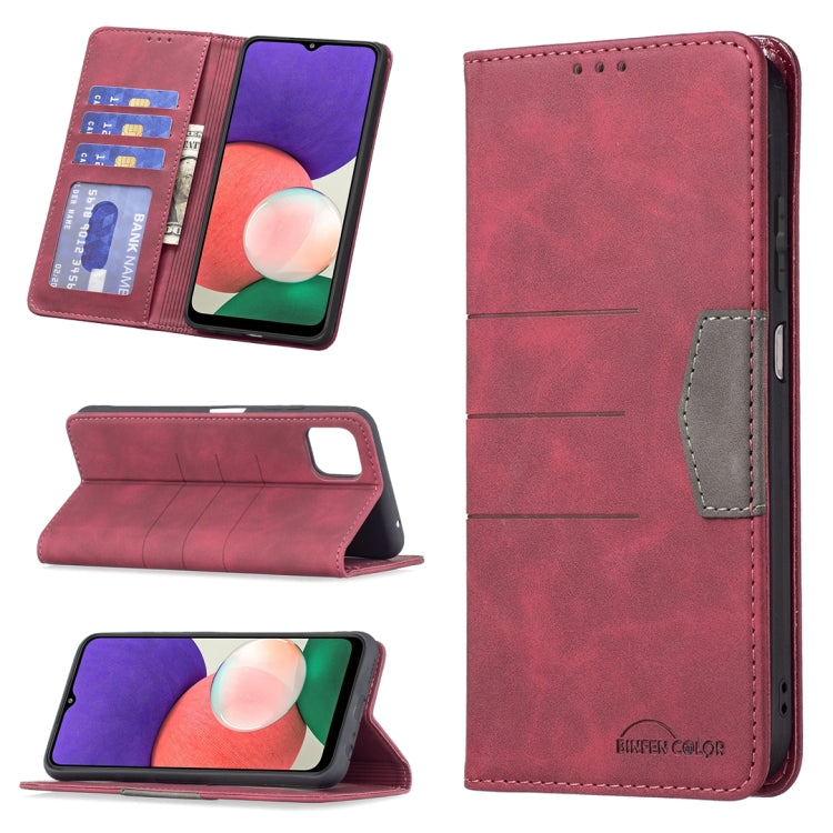 For Samsung Galaxy A22 5G Magnetic Splicing Leather Phone Case