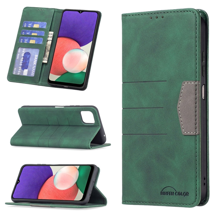 For Samsung Galaxy A22 5G Magnetic Splicing Leather Phone Case
