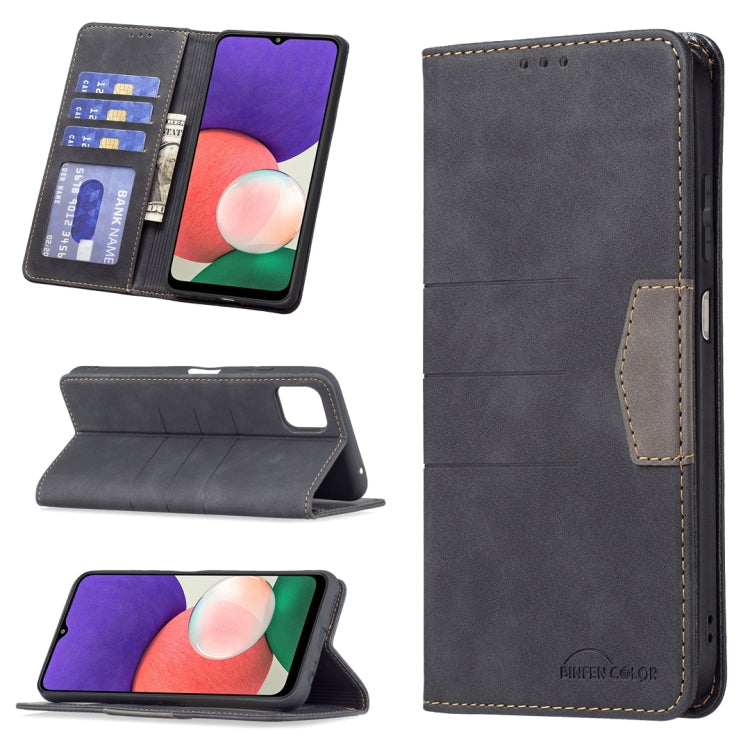 For Samsung Galaxy A22 5G Magnetic Splicing Leather Phone Case