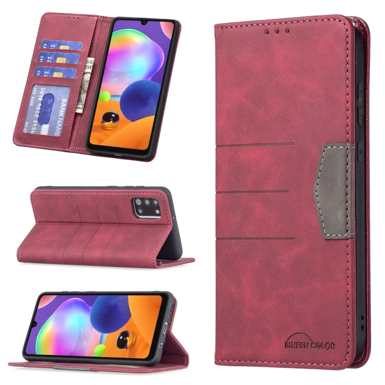 For Samsung Galaxy A31 Magnetic Splicing Leather Phone Case