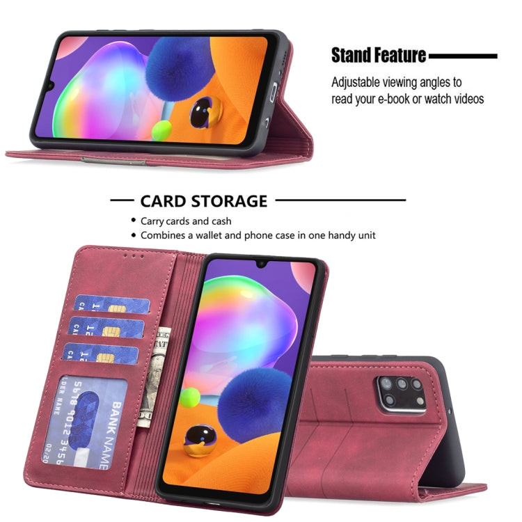 For Samsung Galaxy A31 Magnetic Splicing Leather Phone Case